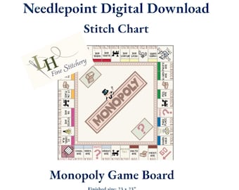 Juego de mesa Monopoly, bordado para jugar / Diseño digital en PDF / Tamaño real, 13 puntos por pulgada
