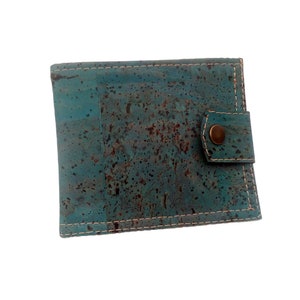 Vegan Wallet Men Blue Cork Wallet Men's Non-Leather Wallets Eco-Friendly Wallet Vegan Gifts For Men