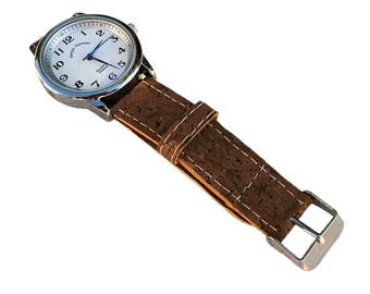 Vegan Wrist Watches For Men Women's Wrist Watches Cork Strap Analog Wrist Watch Vegan Gift For Him