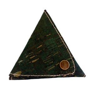 Slim Pocket Purse Small Vegan Money Purse Green Cork Coin Purse Vegan Christmas Gift for Men and Women