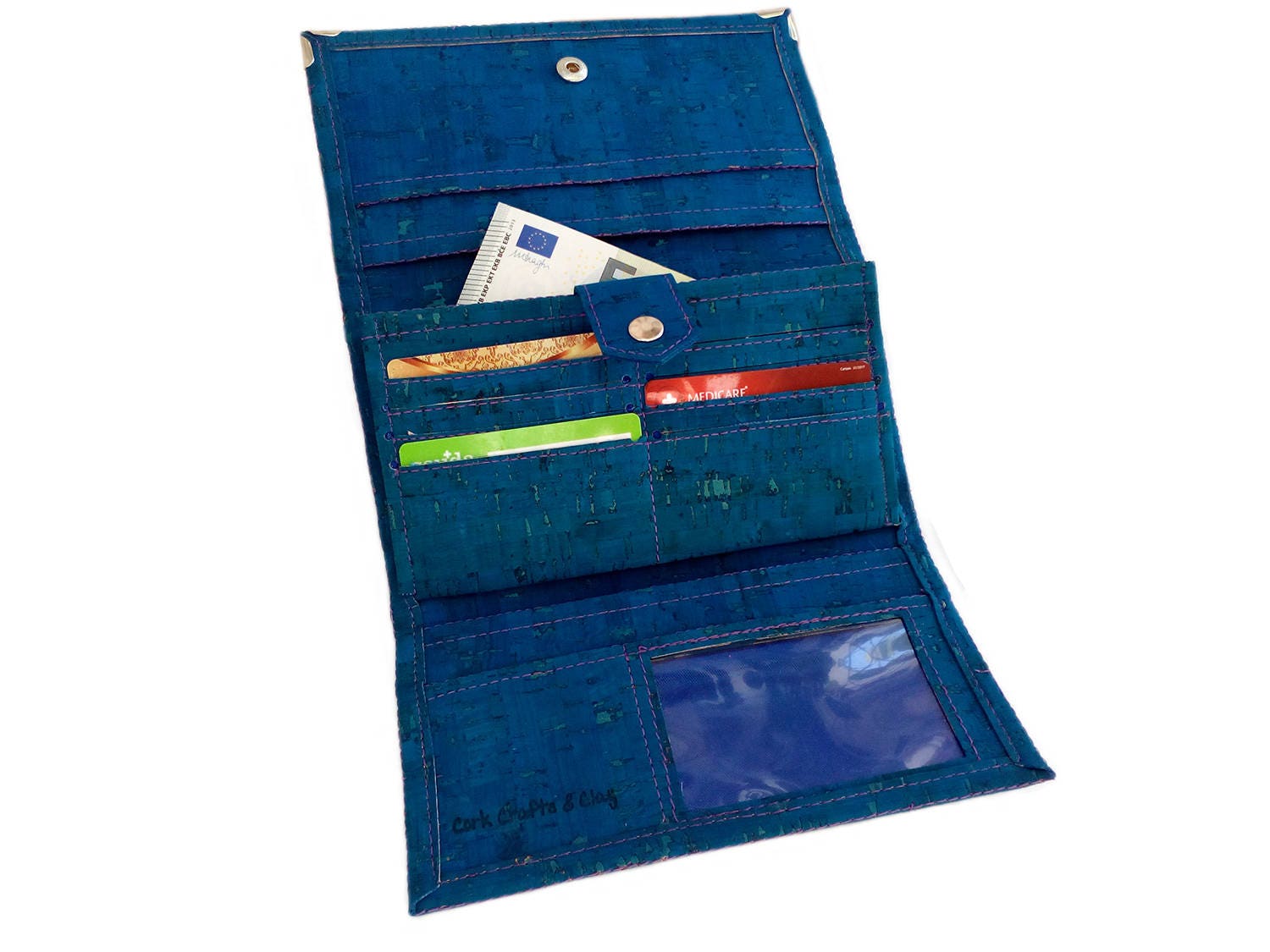 Vegan Large Wallet Black Travel Wallet for Women Cork Wallet Etsy