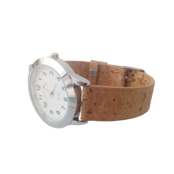 Montre-bracelet pour hommes, Vegan montres pour hommes, bracelet de montre de Liège Vegan, mode de vie végétalien durable