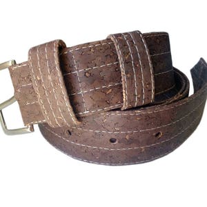Brown Cork Belt 40mm Wide Vegan Leather Belt for Men Handmade Vegan Gifts for Him