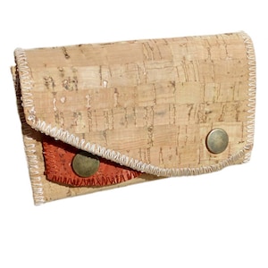 Pequeño bolso de cambio vegano para hombres Cork Black Coin Purse Brown Purse Regalo ecológico para hombres