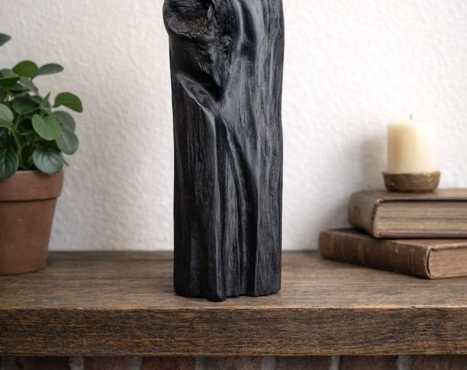 Hand-Carved Irish Bog Oak Sculpture: Ancient Knot Wood Art