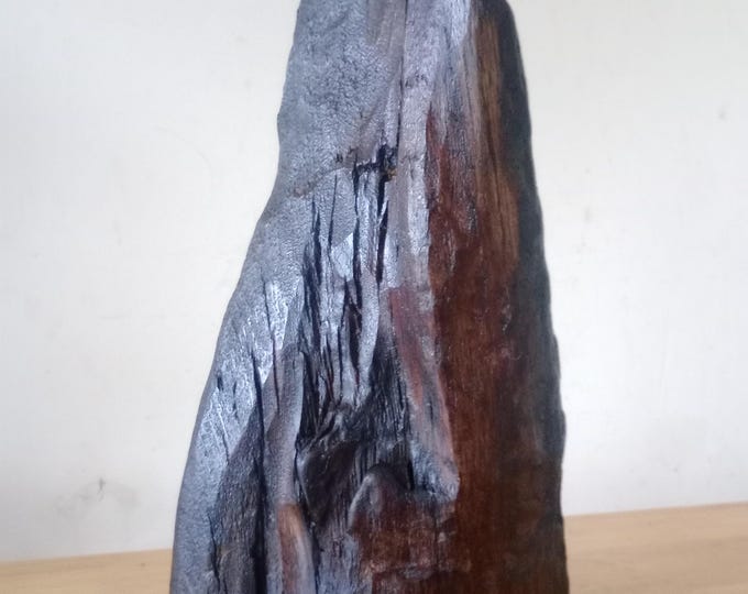 Hand-Carved Irish Bog Oak Sculpture: Ancient Abstract Wood Art