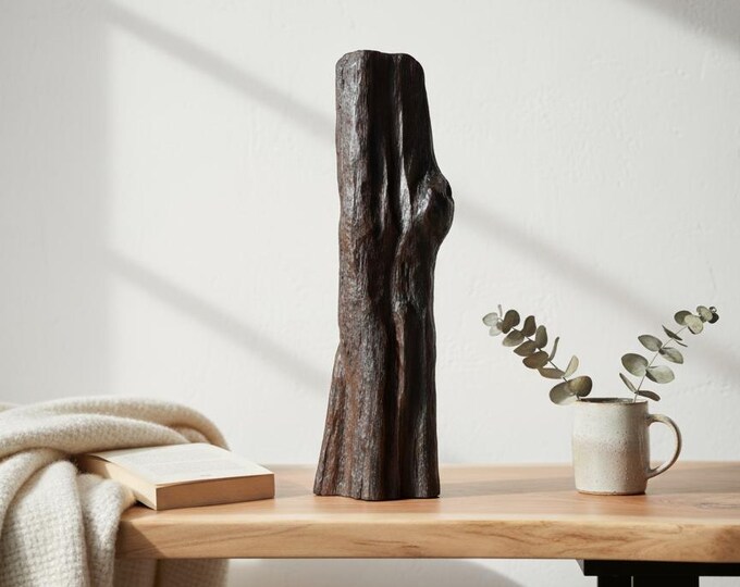 Hand-Carved Irish Bog Oak Sculpture: Ancient Knot Wood Art