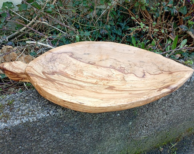 Spalted beech bowl in the shape of a leaf 18 inches
