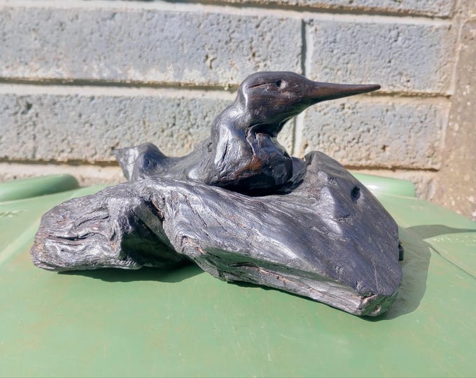 Irish Bog Oak Bird in Nest Sculpture – Hand-Carved from 5,000-Year-Old Wood – One of a Kind, Ancient Wood Art, Free Worldwide Shipping