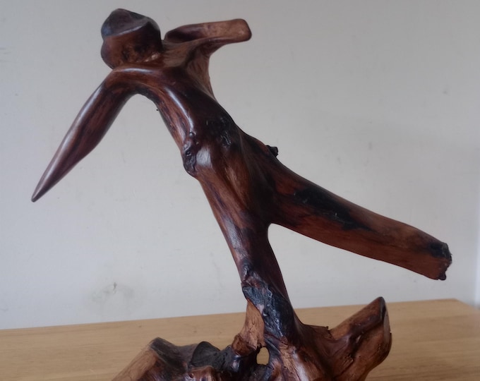 Bog Yew Wood Sculpture: Abstract Dancer Art