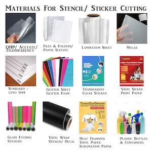 Materials for cutting in intricate patterns for making art and craft wall paintings t shirt printing cutouts dresses cake decoration stencils and stickers using Cutart USB Stencil Cutter