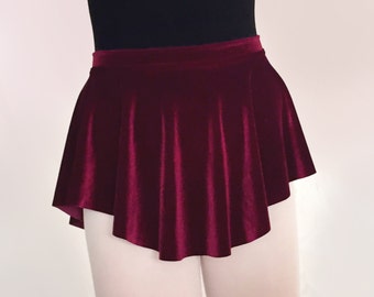 Wine Velvet Ballet Skirt: Maroon Red Stretch Dancewear