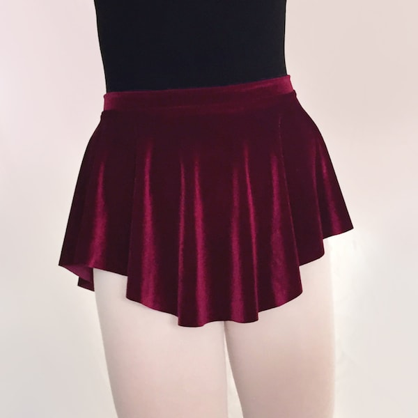 Wine Velvet Ballet Skirt- Dark Maroon Red Stretch Velvet Dance Skirt -SAB skirt - - Royall Dancewear
