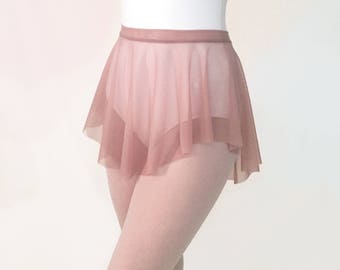 Ballet Skirt -Sheer Dusty Rose Stretch MESH - SAB skirt - Royall Dancewear