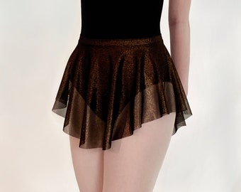 Metallic Copper on Black Stretch MESH - Ballet Dance Skirt