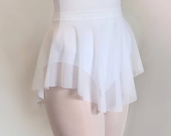 Ballet Skirt Dancewear -Sheer Stretch MESH Classic White - Dance skirt- SAB skirt
