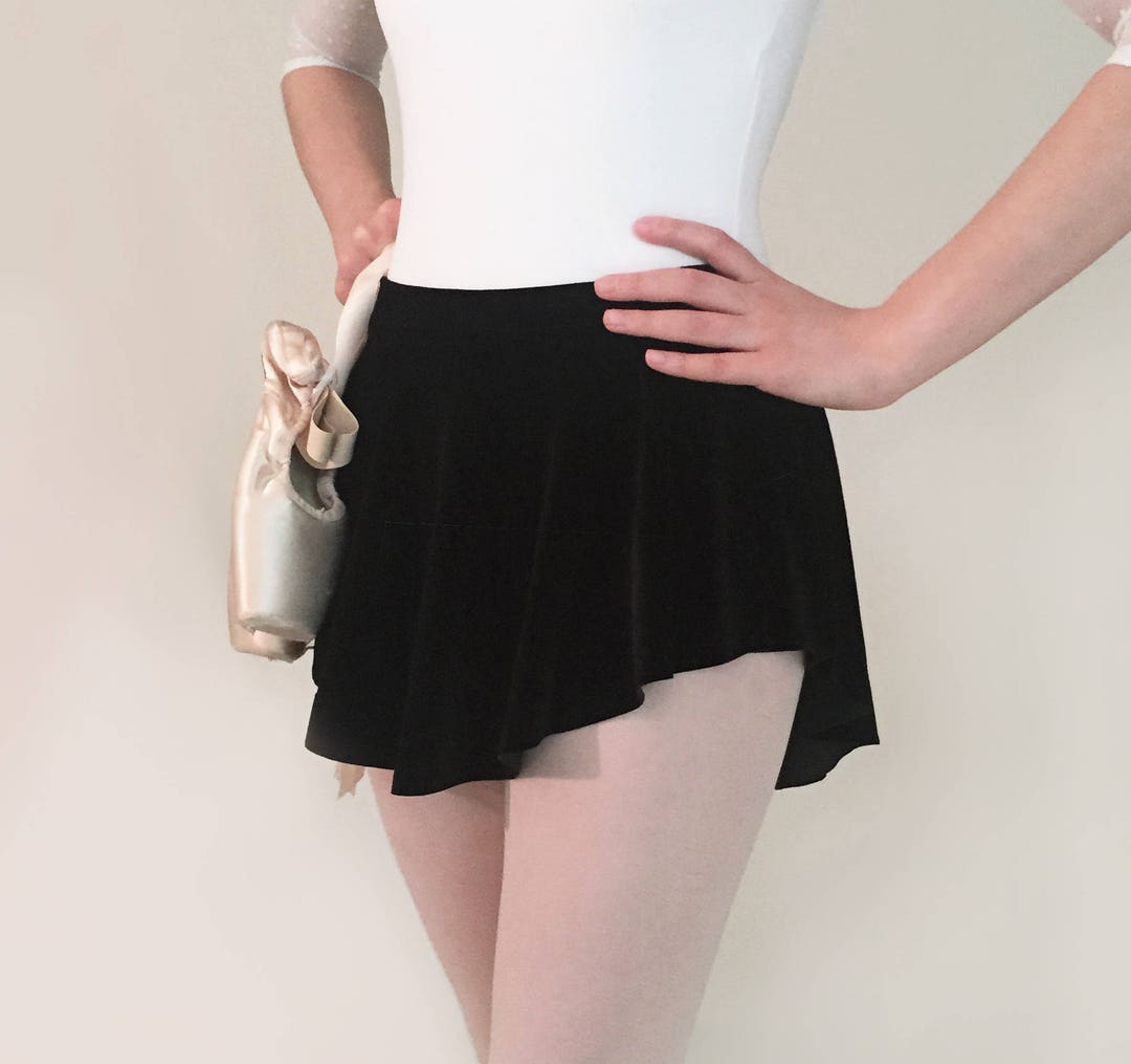 DANCE QUEEN 917-2 Black Mesh Velvet Ballroom Practice Dance Sport Skirt