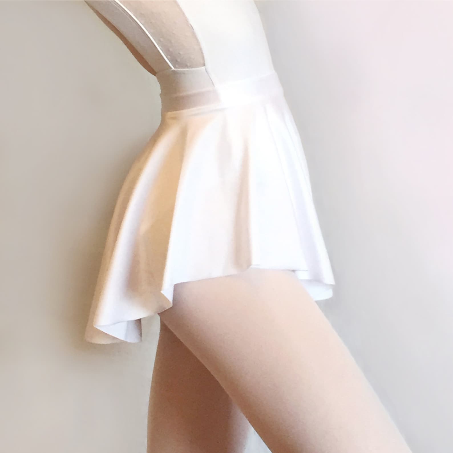 ballet skirt- white sab skirt- dance wear- white lycra/ spandex- royall dancewear- pull-on skating- lyrical costume -