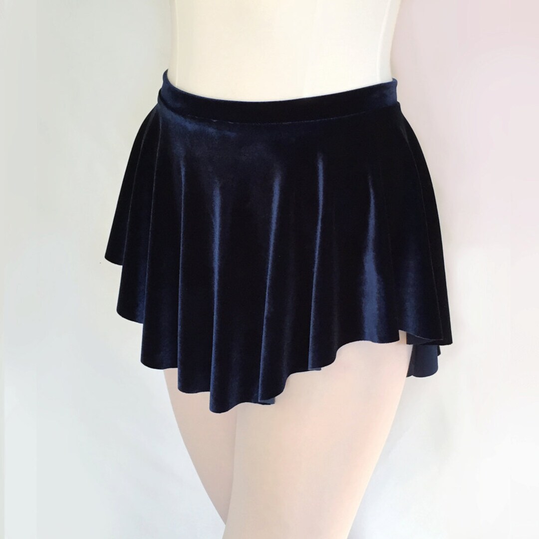 Navy Blue Stretch Velvet Ballet Dance Skirt- Royall Dancewear