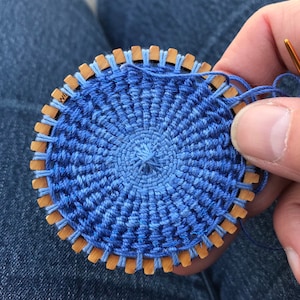 No Frills prototype circle weaving Yorkshire button making looms - Set of 3 frames  1”, 1,5” and 2” diameters