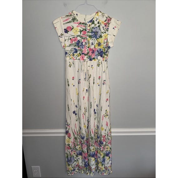 Vintage 70s Terrycloth Towel Bath Robe Swim Cover Up Zip Up  Mod Flower