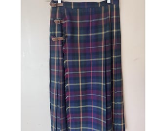 ラルフローレン ヴィンテージ ロング タータンチェック 100%ウール キルトスカート 12