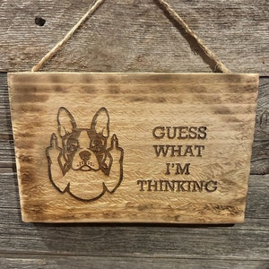 Laser Engraved Boston Terrier Wood Sign
