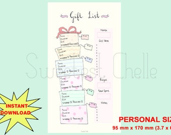 cute printable a5 page gift list gift list tracker gift etsy gift list