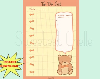 cute printable a5 page printable to do list telephone etsy