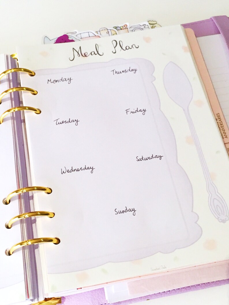 cute printable a5 page weekly meal planner 2 pages etsy