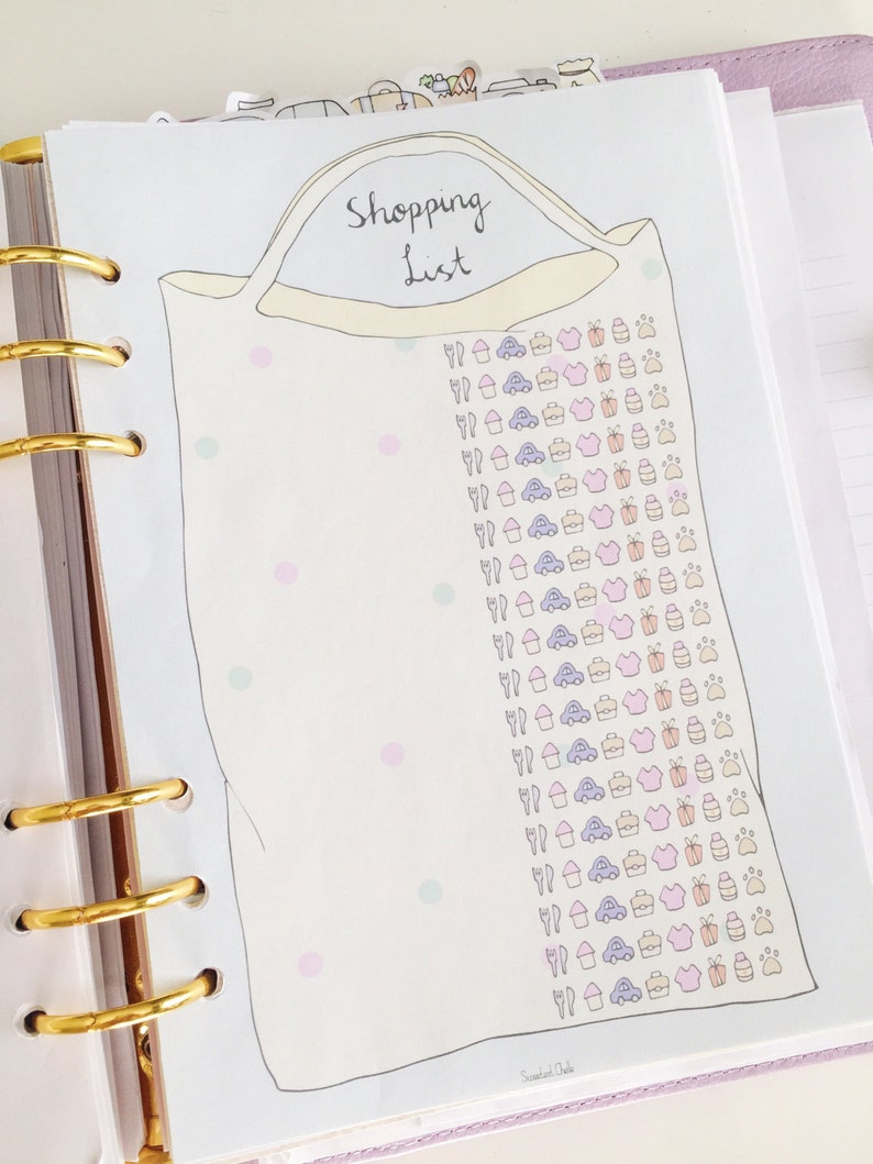 cute printable a5 page printable shopping list polkadot etsy