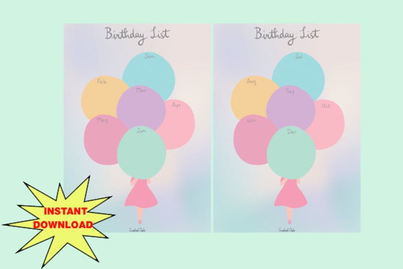 Cute Printable A5 Page Printable Birthday List Girl with | Etsy