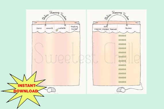 Cute Printable A5 Pages Printable Online Shopping Tracker 2 | Etsy