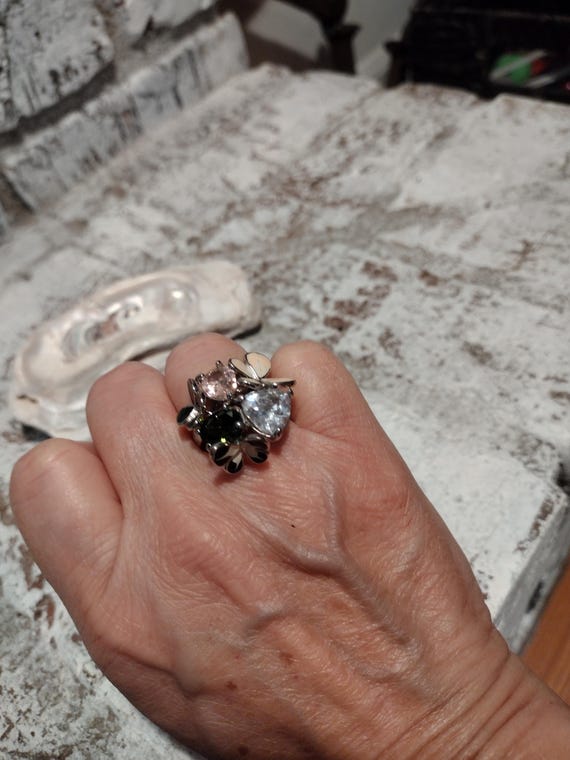 Statement Butterfly Crystal Cocktail Ring Size 5.5 - image 6