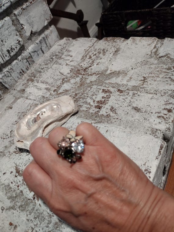 Statement Butterfly Crystal Cocktail Ring Size 5.5 - image 7