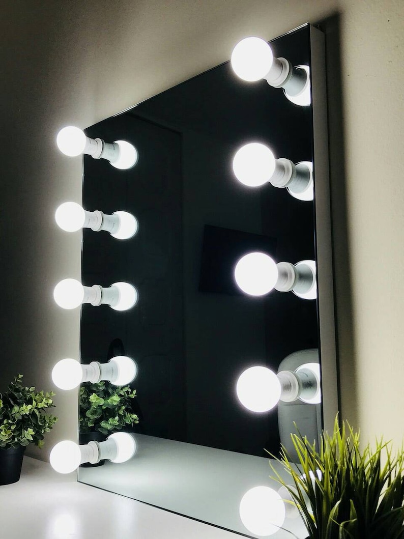 Frameless Large Makeup Mirror With Daylight Led Bulbs Included
