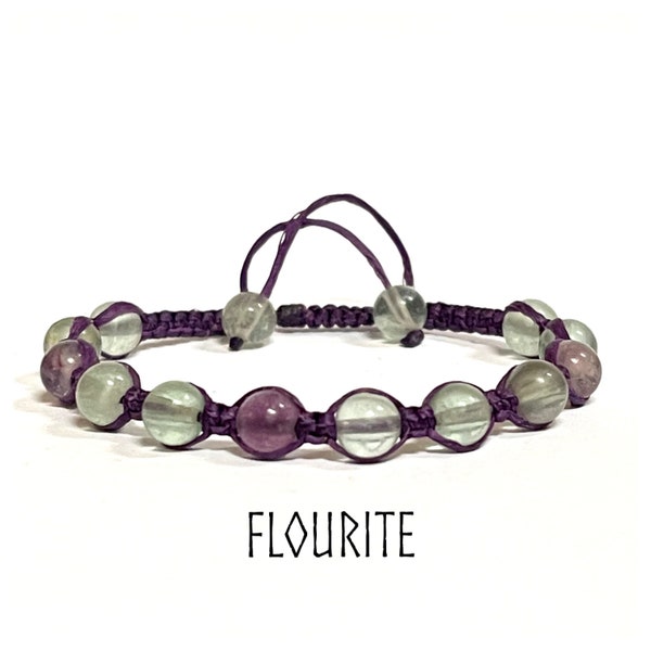 Bracelet en fluorite violette, bracelet en fluorite shamballa, bracelet en pierres précieuses