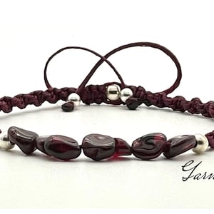 Garnet Bracelet, January Bracelet, Women Bracelet, Red Garnet Chip Bracelet, Raw Garnet Bead Bracelet, Birthstone Bracelet, Garnet Jewellery