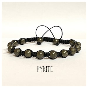 Armband pyriet, gouden armband dwazen, helende kristallen armband, edelsteenwrap met kralen en macraméarmband, spirituele sieraden
