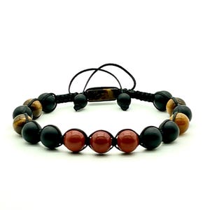Men’s Healing Gemstone Bracelet | Red Jasper, Onyx, Tiger Eye | Protection and Confidence Bracelet | Spiritual Energy Jewelry