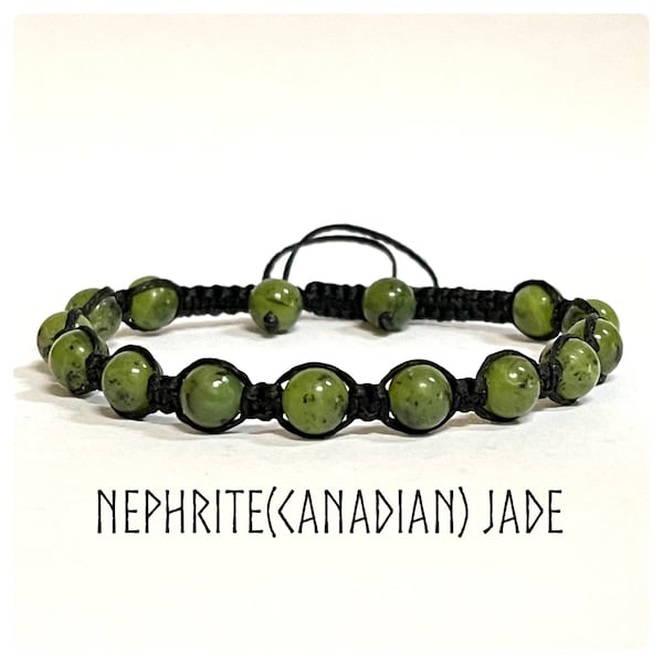 Bracelet en jade néphrite, bracelet en cristal de guérison, bracelets pour femmes, bracelet en pierres précieuses, bracelet en macramé, bijoux spirituels, cadeau pour elle