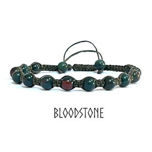 Bloodstone  Bracelet, Heliotrope Stone Bracelet, Protective Gemstone Bracelet, Healing Crystal Handmade Macrame Bracelets for Women or Men
