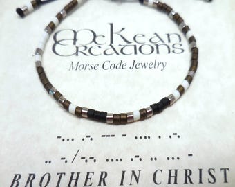 Pulsera para hombre con el lema "Hermano en Cristo" y código Morse, pulsera inspiradora para hombre, pulsera cristiana, pulsera para hombre, joyería para hombre, regalo para hombre