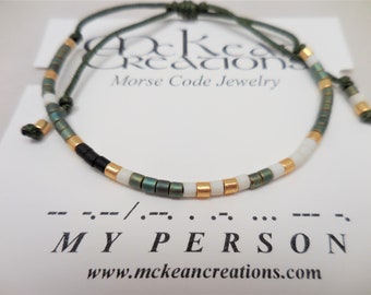 Mens Morse Code Bracelet, My Person Morse Code, Friendship Bracelet, Spiritual Mens, Mens bracelet, Mens jewelry, Sliding knot, Mens gift