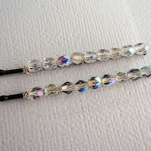 Beaded Bobby Pin, Crystal AB Hair Pin, Sparkly Hair Clip, Bridal Hair Pin, Wedding Accessory, Bridesmaid Gift, Crystal Bobby Pin, Fancy Pin