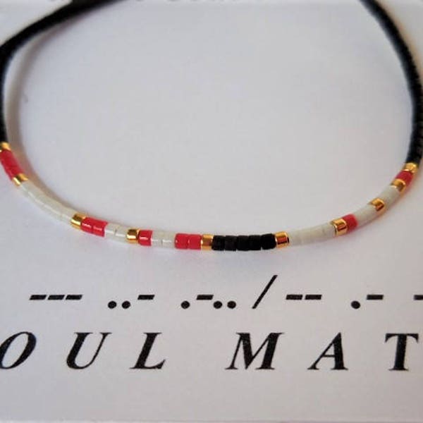 Morse Code Bracelet, Soul Mate Morse Code, Friendship Bracelet, Spiritual Womens, Minimalist bracelet, Gift for Her, Best Friend, Adjustable