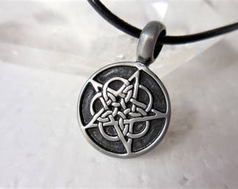 Celtic Star Necklace, Pewter Celtic Pendant, Leather Cord Necklace, Celtic Star Pendant, Unisex Necklace, Celtic Jewelry, Men's Necklace