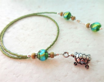 Beaded Bookmark with Turtle Charm