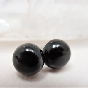 Black Onyx Studs, Gemstone Stud Earrings, Stainless Steel Post Earrings, Stud Earrings for Men and Women, 8mm Gemstone Cab Studs