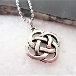 Celtic Knot necklace, Pewter celtic knot pendant on stainless steel bead chain, Celtic wedding jewelry, Christmas Gift for Her